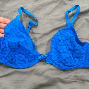 Electric Blue Leopard Print Unlined Bra